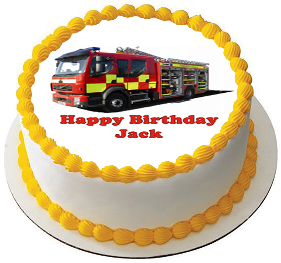 Fire Engine Rice Ruff Tray FIRE ENGINE 7.5 PREMIUM Edible RICE CARD Cake Topper DECORATION FIREMAN ...