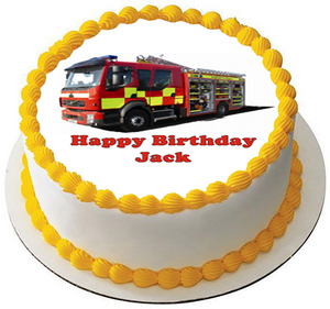 FIRE ENGINE 7.5 PREMIUM Edible RICE CARD Cake Topper DECORATION FIREMAN D3