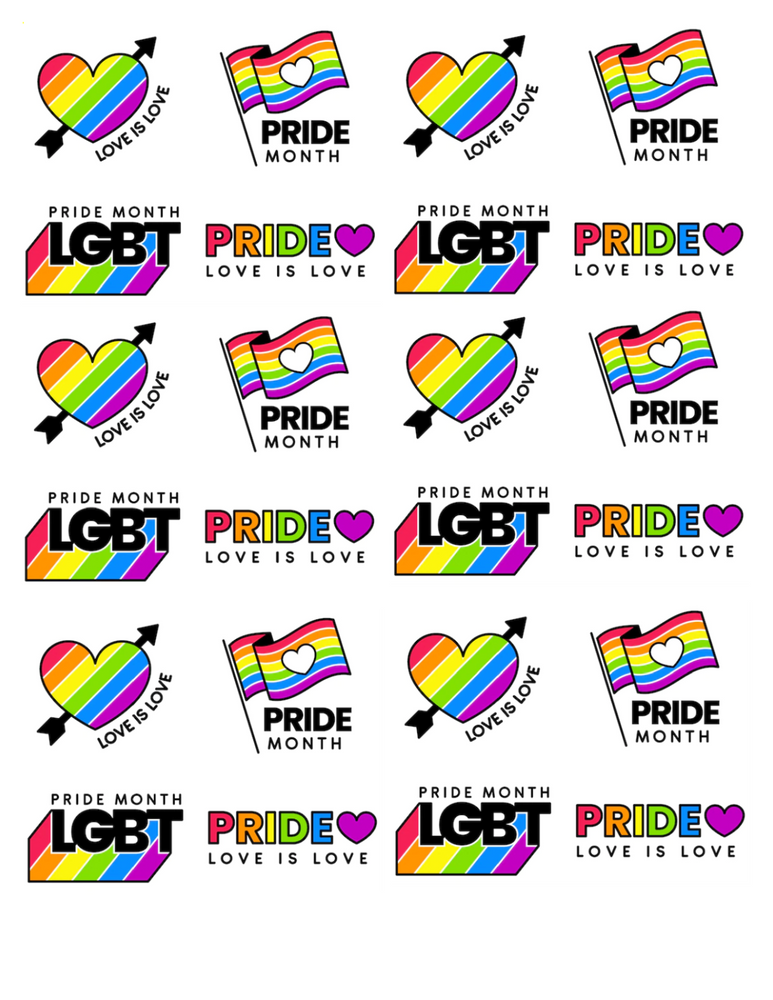 PRIDE MIX 24 x 4cm PREMIUM EDIBLE RICE PAPER CUP CAKE TOPPERS LGBTQ D8