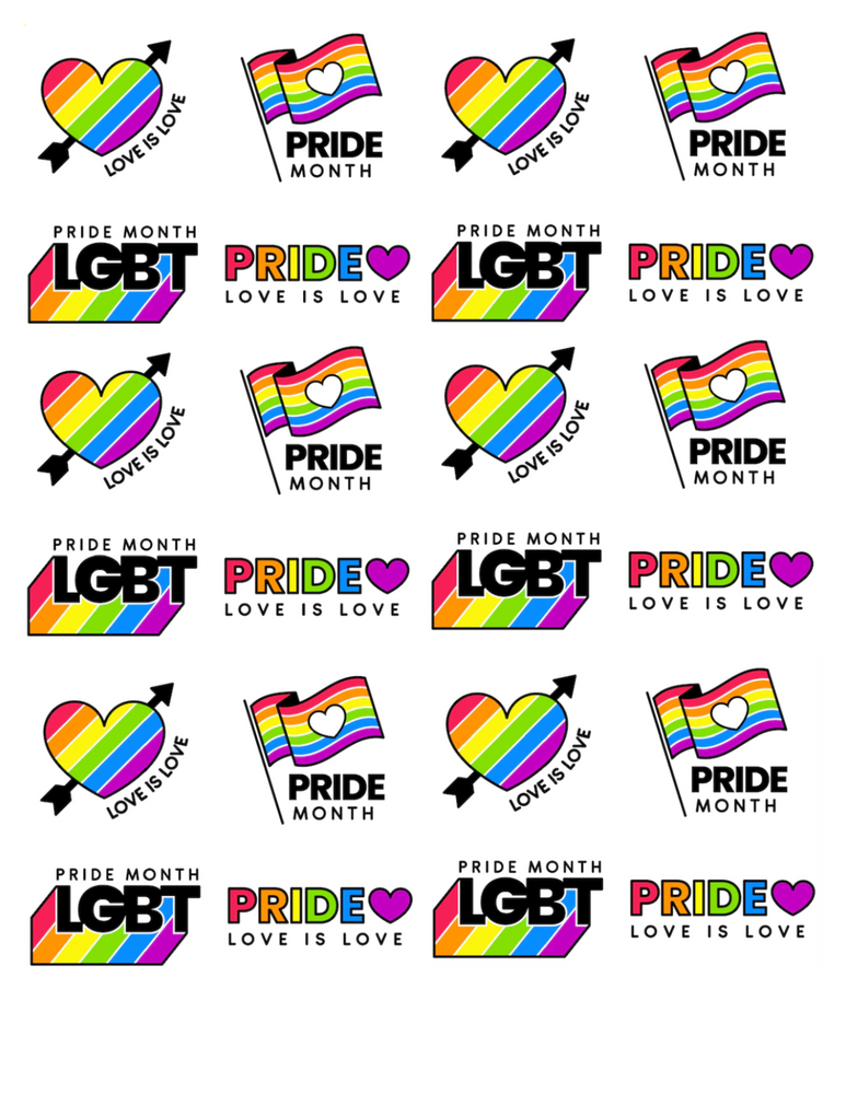PRIDE MIX 24 x 4cm PREMIUM EDIBLE RICE PAPER CUP CAKE TOPPERS LGBTQ D8 ...