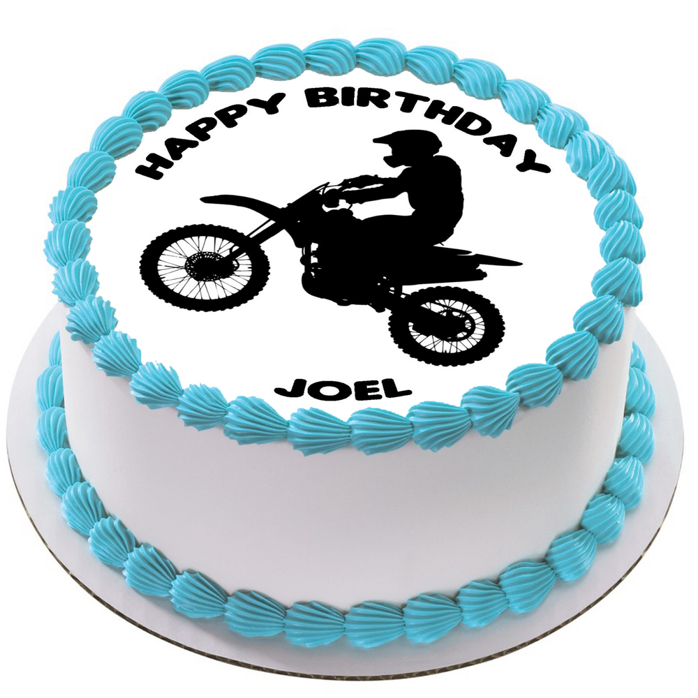 MOTOCROSS 7.5" ROUND ICING EDIBLE PREMIUM CAKE TOPPER 19CM DIAMETRE BIKE D7