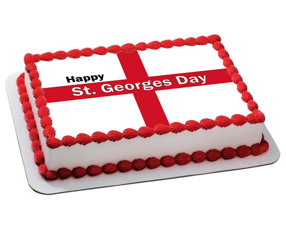 ENGLAND ST GEORGES DAY ENGLISH FLAG A4 PREMIUM Edible ICING Cake Topper UK D2