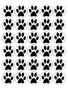 PAW PRINT 30 x 4cm PREMIUM EDIBLE RICE PAPER ROUND CUP CAKE TOPPERS ANIMAL D1