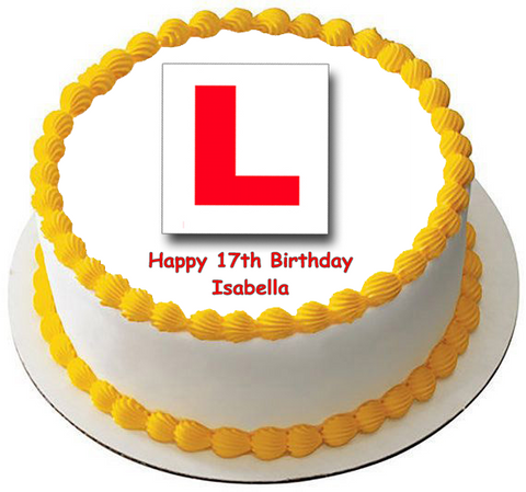 LEARNER DRIVE LPLATE 7.5 PREMIUM Edible ICING Cake Topper CAN BE PERSONALISED D2