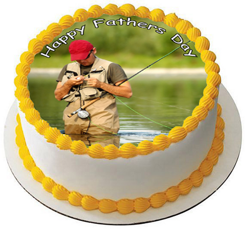 FISHING 7.5" PREMIUM Edible RICE CARD Cake Topper DECORATION FATHERS DAY D3
