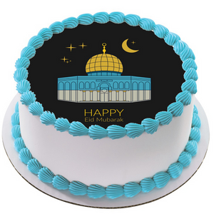 EID MUBARAK 7.5" ROUND ICING EDIBLE PREMIUM CAKE TOPPER 19CM DIAMETRE D7