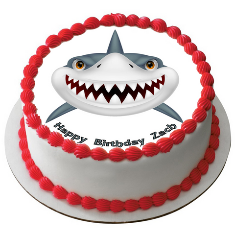 SHARK 7.5" ROUND RICE WAFER PAPER EDIBLE PREMIUM CAKE TOPPER JAWS D3