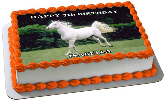 WHITE HORSE A4 PREMIUM Edible RICE WAFER Cake Topper CAN BE PERSONALISED D3