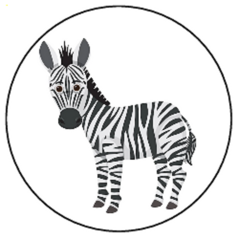 ZEBRA 30 x 4cm PREMIUM EDIBLE RICE PAPER ROUND CUP CAKE TOPPERS CUTE ANIMAL D3