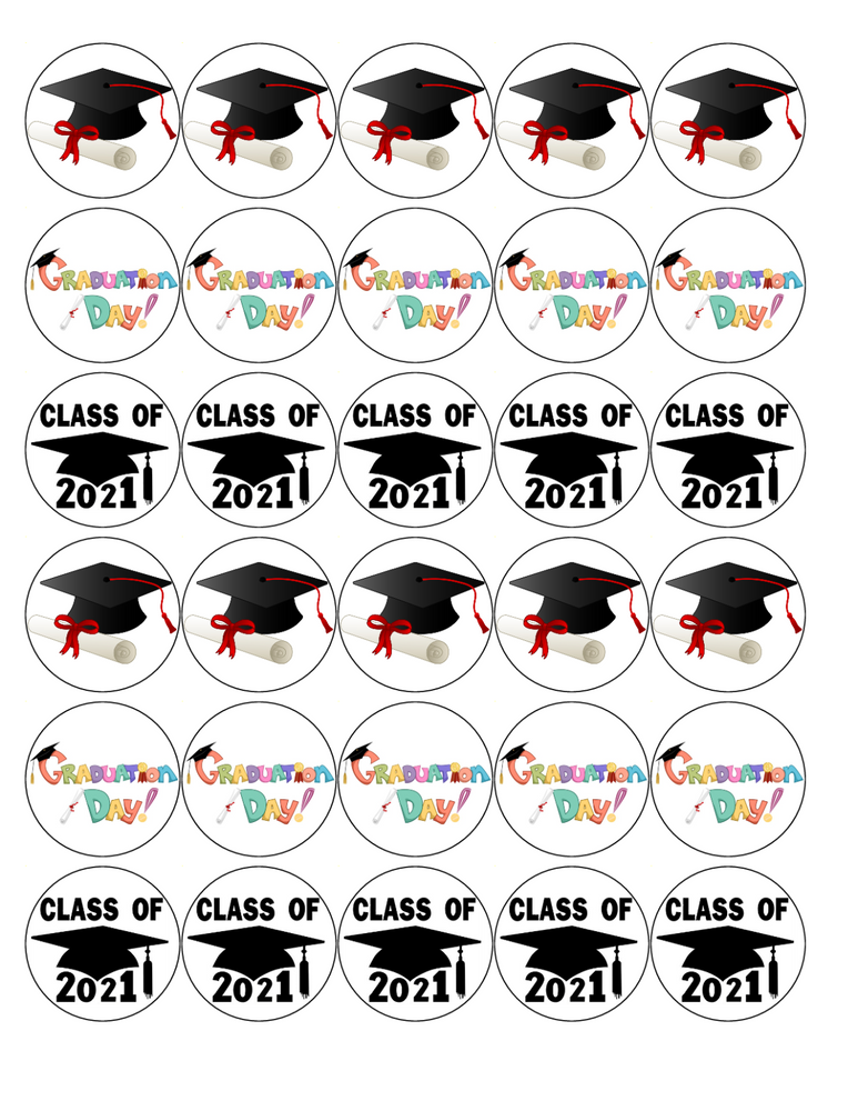 GRADUATION 30x PREMIUM 4CM ICING CUP CAKE TOPPERS GRADUATE CONGRATULATIONS D1