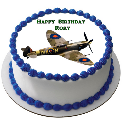 SPITFIRE 7.5" ROUND RICE WAFER PAPER EDIBLE PREMIUM CAKE TOPPER AEROPLANE D3