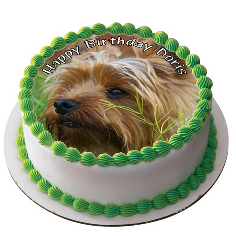 YORKSHIRE TERRIER DOG 7.5" ICING EDIBLE PREMIUM CAKE TOPPER 19CM DIAMETRE D1