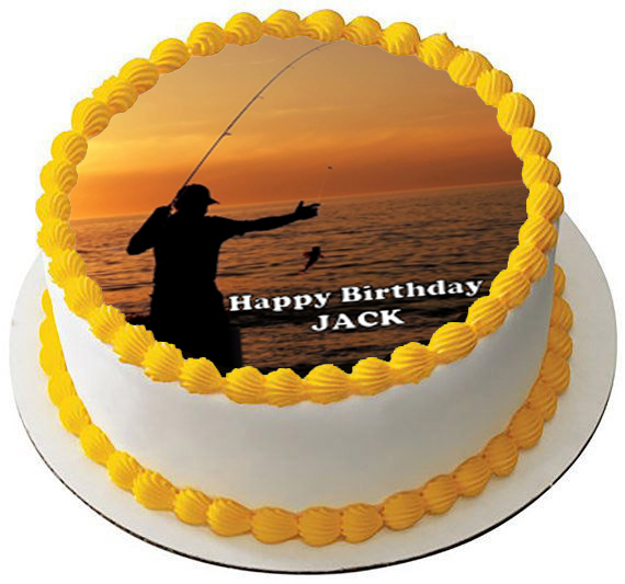 FISHING 7.5 PREMIUM Edible RICE CARD Cake Topper DECORATION D4