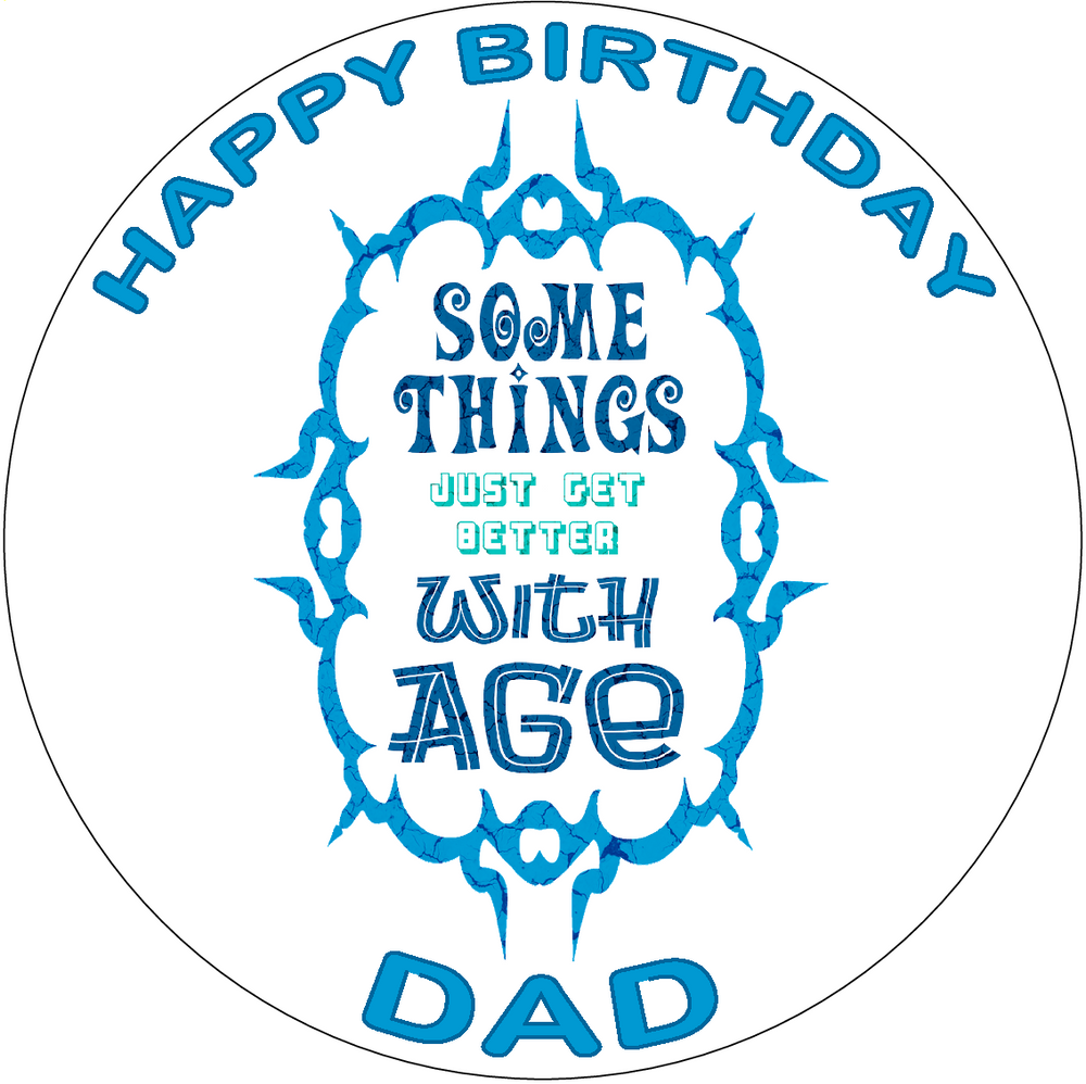 PREMIUM HAPPY BIRTHDAY DAD 7.5" EDIBLE RICE WAFER PAPER CAKE TOPPER DADDY D2