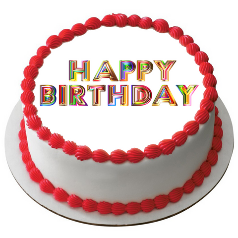 HAPPY BIRTHDAY 7.5" ROUND ICING EDIBLE PREMIUM CAKE TOPPER 19CM DIAMETRE D8 - KraftyDesigns