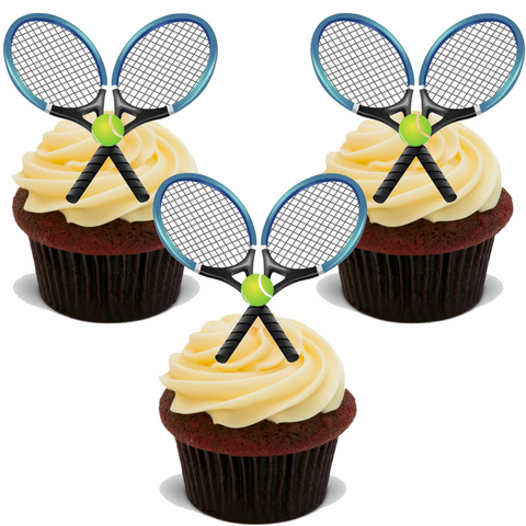 WIMBLEDON TENNIS RACKETS 30X FLAT STAND UP Edible Card Cake Toppers D3