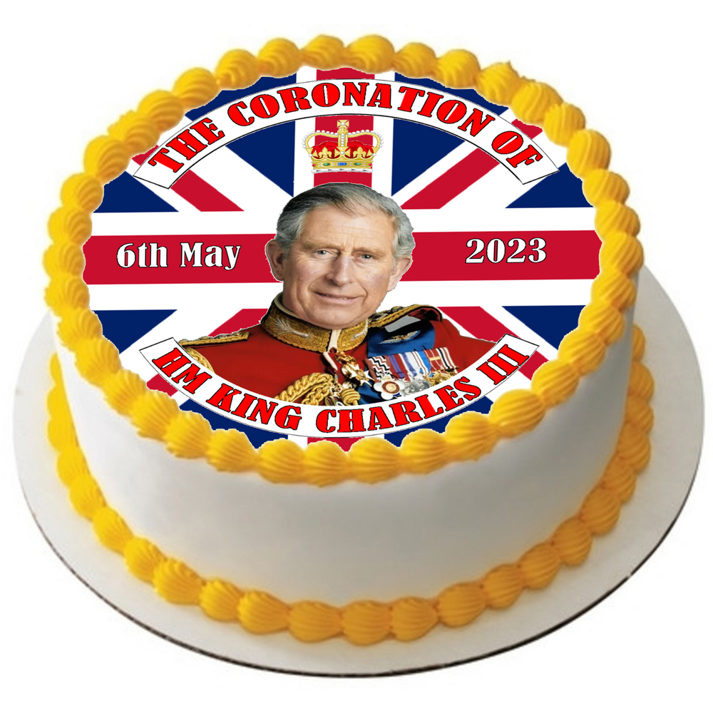 KING CHARLES III CORONATION 7.5" PREMIUM ICING CAKE TOPPER D1 HRH 3rd MONARCHY