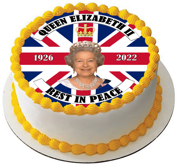 HRH QUEEN ELIZABETH II 7.5" PREMIUM Edible RICE CARD Cake Topper REST IN PEACE 2