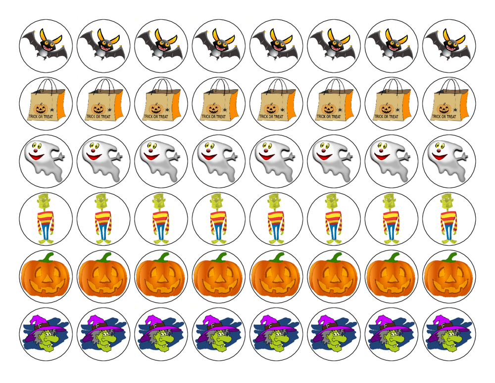 HALLOWEEN 96 x 3cm PREMIUM MIXED RICE PAPER DECORATION CAKE TOPPERS D10