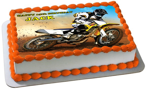 MOTORBIKE A4 PREMIUM Edible RICE WAFER Cake Topper CAN BE PERSONALISED D2