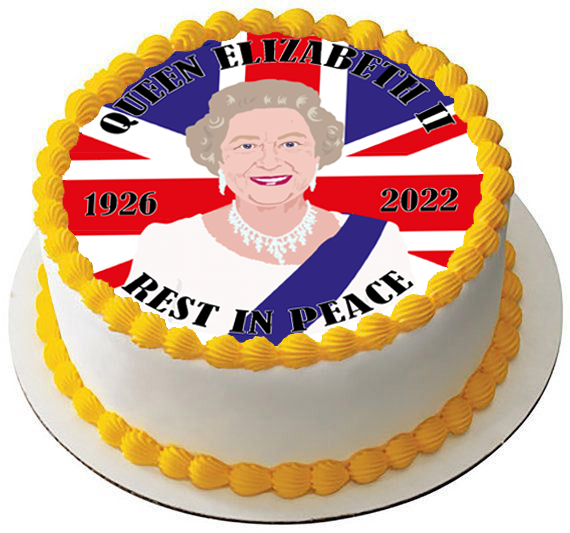 HRH QUEEN ELIZABETH II 7.5" PREMIUM Edible RICE CARD Cake Topper REST IN PEACE 1