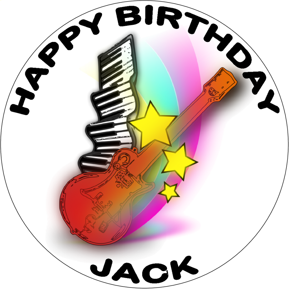 MUSIC GUITAR 7.5 PREMIUM Edible RICE WAFER PAPER Cake Topper CAN PERSONALISE D1