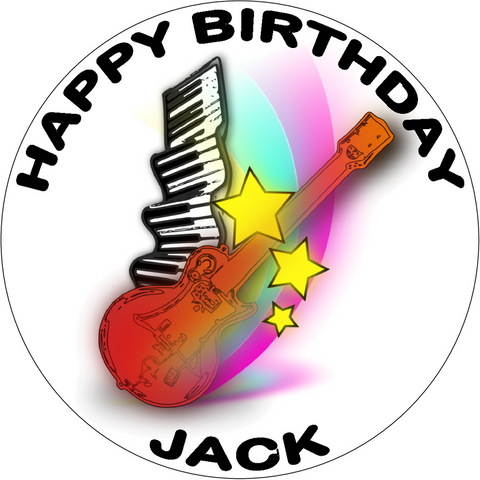 MUSIC GUITAR 7.5 PREMIUM Edible RICE WAFER PAPER Cake Topper CAN PERSONALISE D1