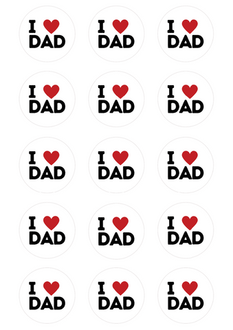 FATHERS DAY 15 x 5cm PREMIUM EDIBLE ICING SHEET ROUND CUP CAKE TOPPERS DAD ID33