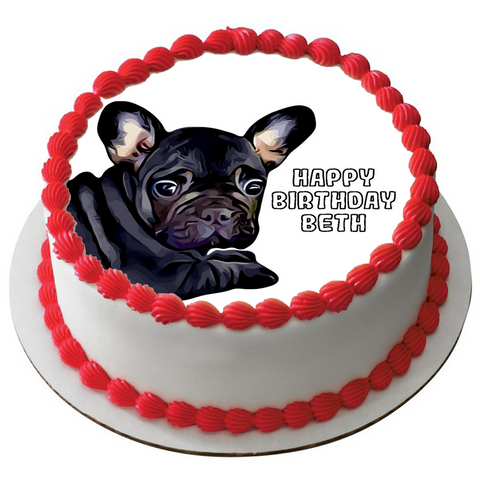 FRENCH BULLDOG 7.5" ROUND ICING EDIBLE PREMIUM CAKE TOPPER 19CM DIAMETRE D1