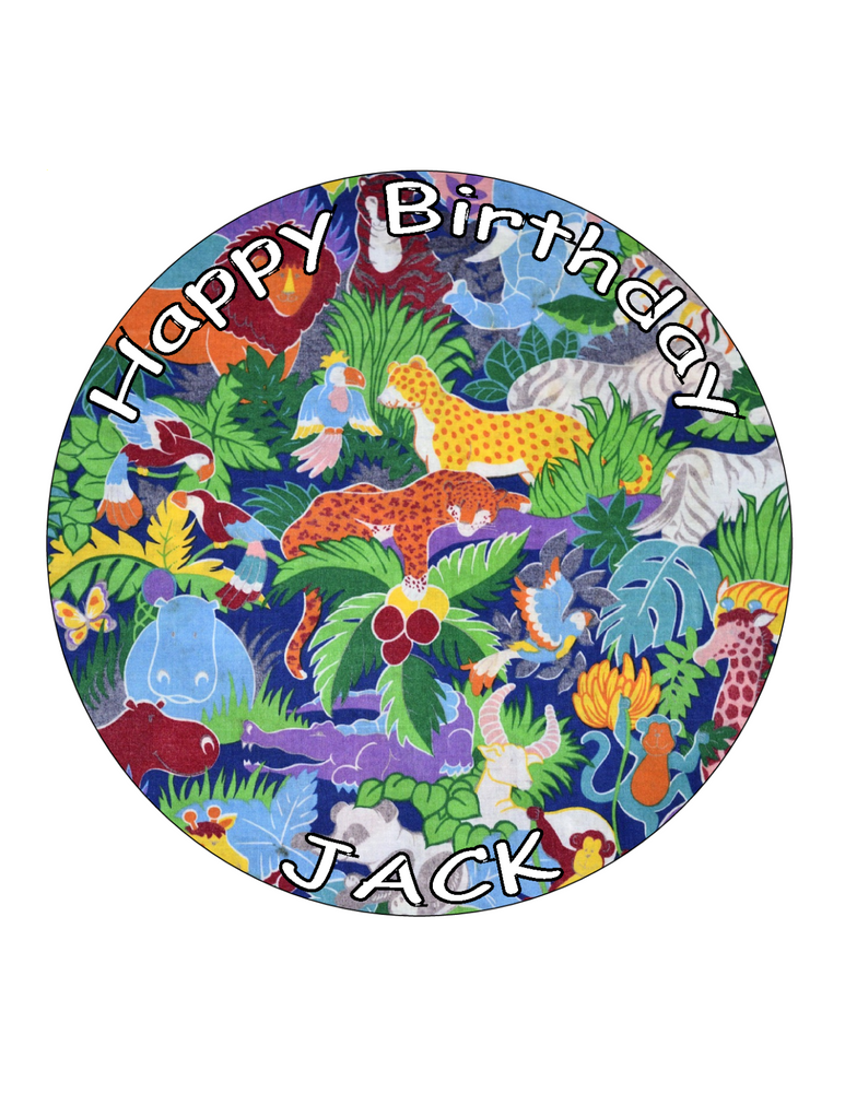 Edible Rice Topper JUNGLE ANIMALS 7.5 PREMIUM Edible RICE CARD Cake Topper CAN ...