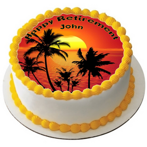 RETIREMENT 7.5" ROUND RICE WAFER PAPER EDIBLE PREMIUM CAKE TOPPER D5