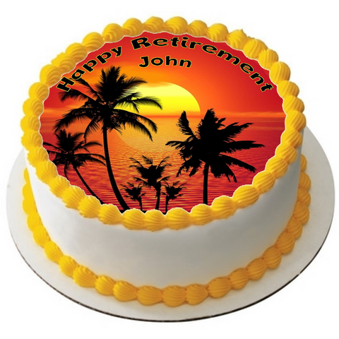 RETIREMENT 7.5" ROUND RICE WAFER PAPER EDIBLE PREMIUM CAKE TOPPER D5