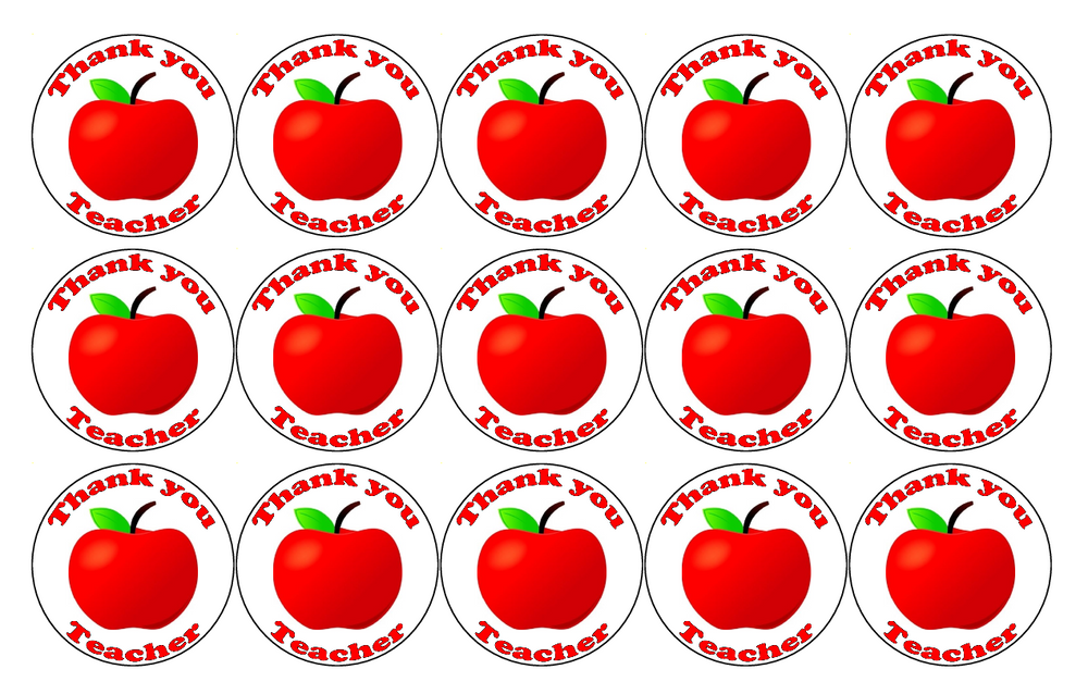 THANK YOU BEST TEACHER - 15 x 40mm/1.5" Premium Rice Paper Cup Cake Toppers D5