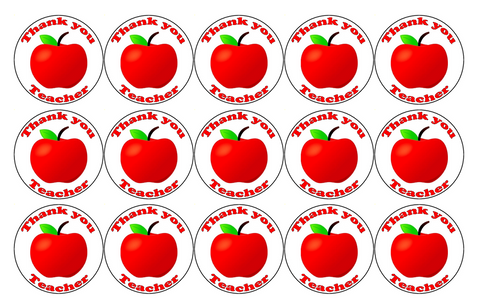 THANK YOU BEST TEACHER - 15 x 40mm/1.5" Premium Rice Paper Cup Cake Toppers D5