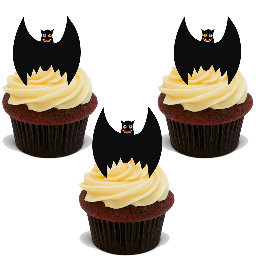 HALLOWEEN SILHOUETTE BAT PREMIUM 15X FLAT STAND UP Edible Cake Toppers D13