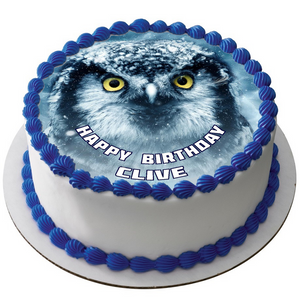 OWL 7.5" ROUND ICING EDIBLE PREMIUM CAKE TOPPER 19CM DIAMETRE BIRD D6