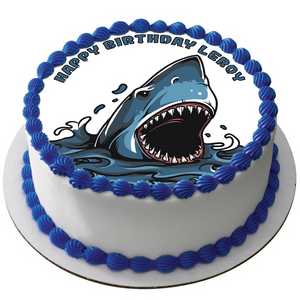 SHARK 7.5" ROUND ICING EDIBLE PREMIUM CAKE TOPPER 19CM DIAMETRE JAWS D4