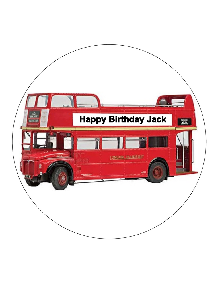 RED LONDON BUS Birthday 7.5 PREMIUM Edible ICING Cake Topper CAN PERSONALISED D4