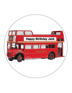 RED LONDON BUS Birthday 7.5 PREMIUM Edible ICING Cake Topper CAN PERSONALISED D4