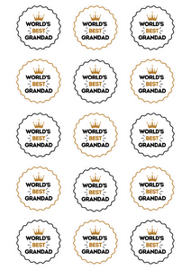 GRAND FATHERS DAY 15 x5cm PREMIUM EDIBLE ICING SHEET ROUND CUP CAKE TOPPERS ID36