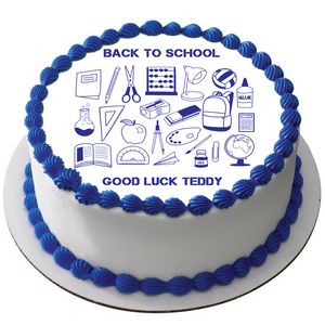 SCHOOL 7.5" ROUND ICING EDIBLE PREMIUM CAKE TOPPER 19CM DIAMETRE D2