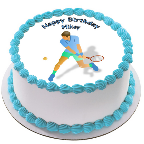 TENNIS 7.5" ROUND RICE WAFER PAPER EDIBLE PREMIUM CAKE TOPPER D5