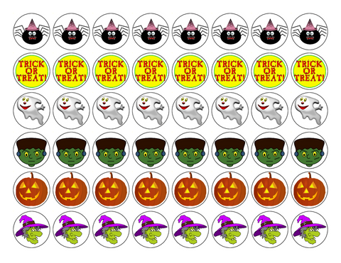HALLOWEEN 48 x 3cm PREMIUM PARTY MIX RICE PAPER DECORATION CAKE TOPPERS D16
