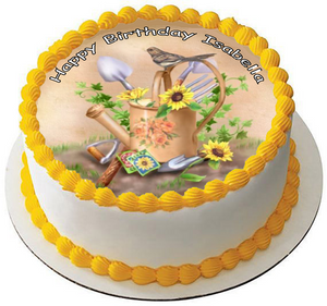 GARDENING 7.5 PREMIUM Edible ICING Cake Topper DECORATION GARDENER D2