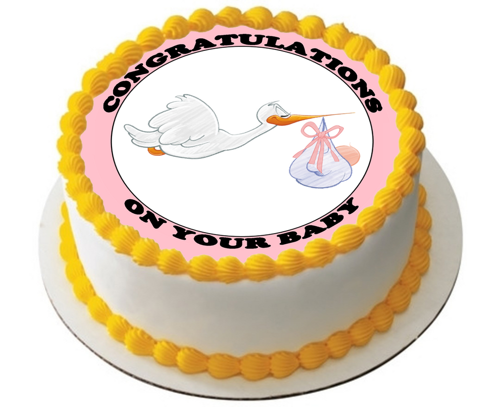 NEW BABY SHOWER 7.5 PREMIUM Edible ICING Cake Topper CAN PERSONALISE TEXT D1