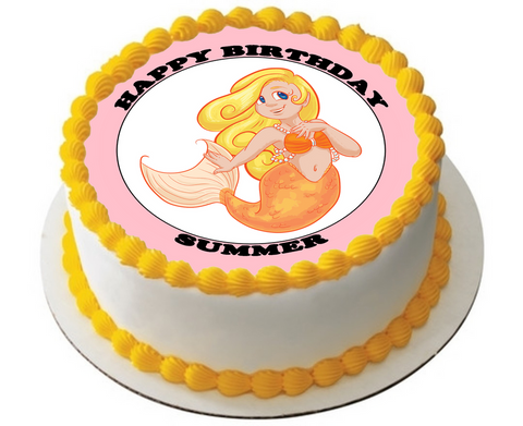 MERMAID 7.5" PREMIUM EDIBLE BIRTHDAY ICING CAKE TOPPER CAN BE PERSONALISED D1