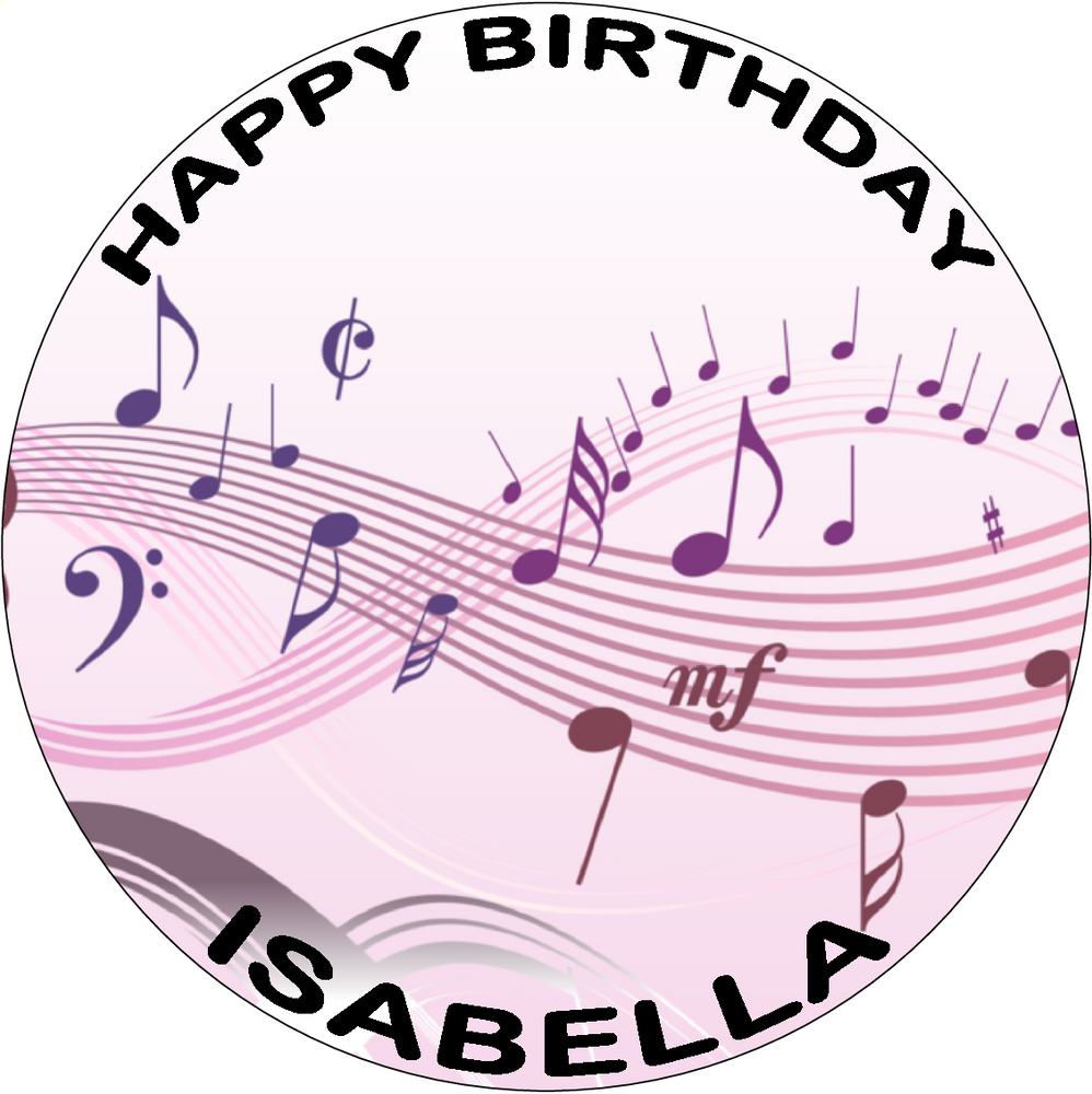 MUSICAL NOTES 7.5 PREMIUM Edible RICE WAFER PAPER Cake Topper HAPPY BIRTHDAY D5