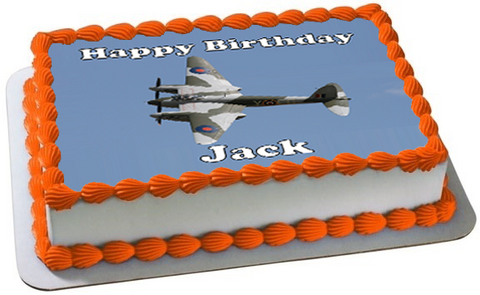 MOSQUITO RAF FIGHTER A4 PREMIUM Edible ICING Cake Topper CAN PERSONALISE TEXT D1