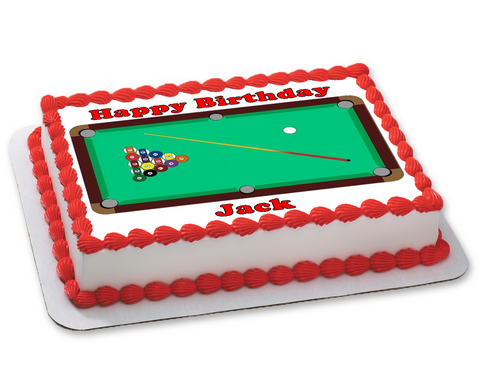 POOL TABLE PREMIUM A4 EDIBLE RICE WAFER PAPER CAKE TOPPER CAN PERSONALISE TEXT 1