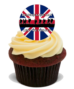 REMEMBRANCE DAY CAKE TOPPERS 30x 4CM PREMIUM EDIBLE STANDUP RICE CARD UK GIFT D5